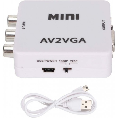 Mini VGA to Video Converter Composite AV to VGA Adapter, TV SetTop Box Audio Video Converter